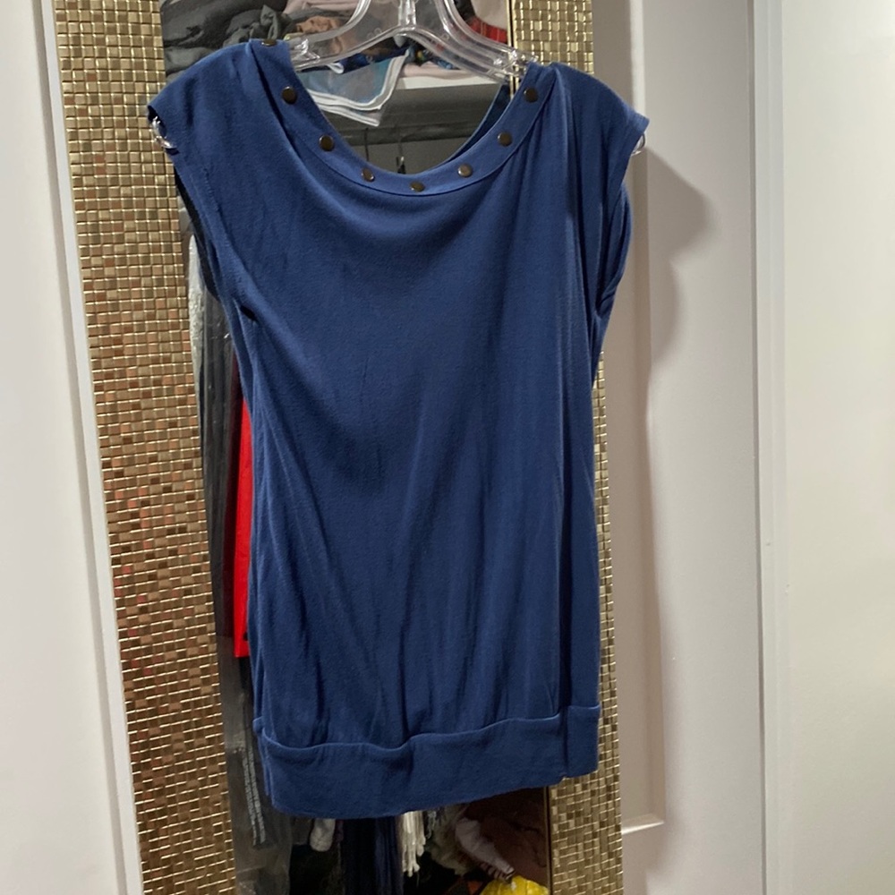 Moda International backless dark blue top Sz XS